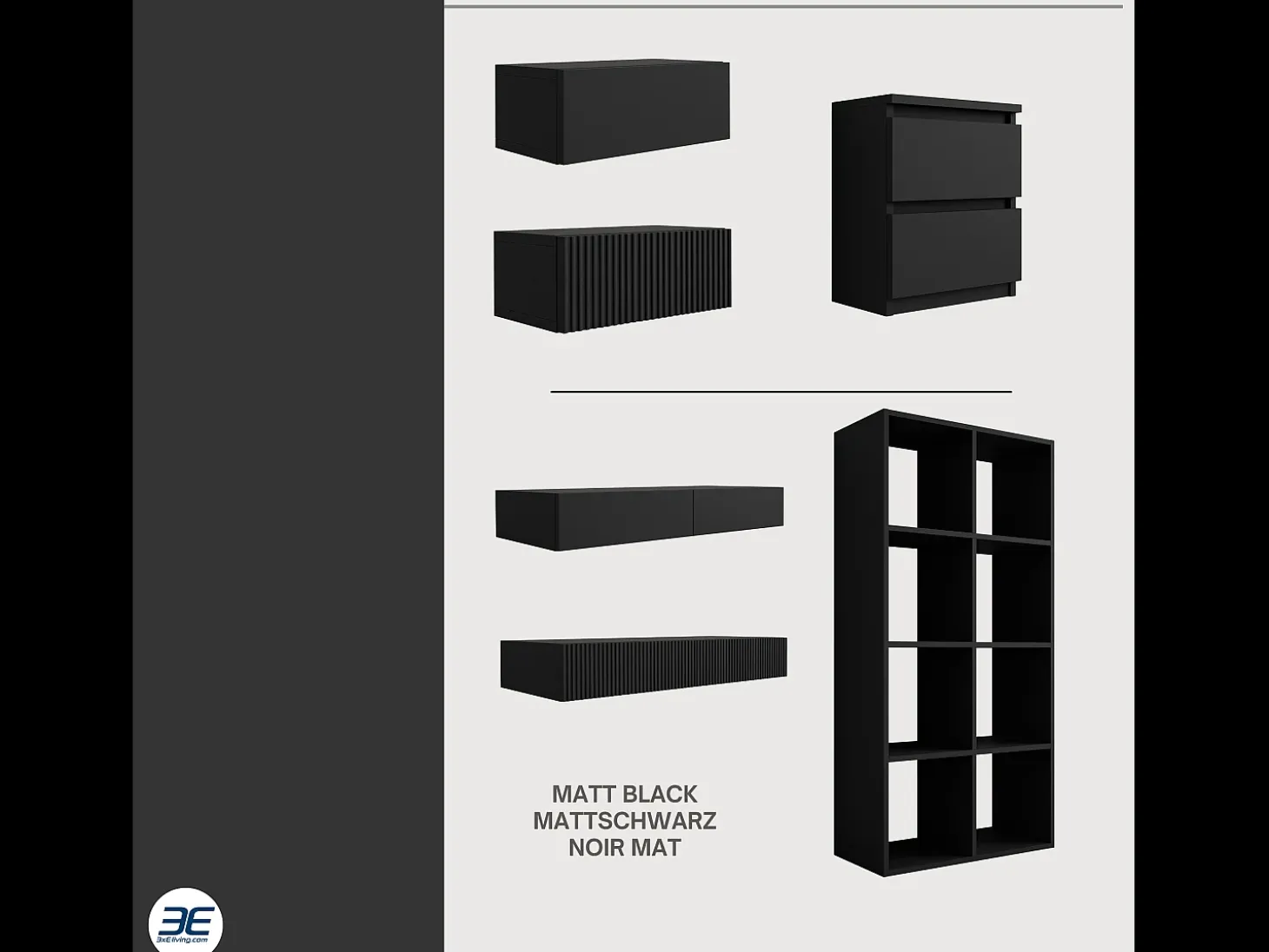 Estante com 8 compartimentos – Cor: Preto – 147 × 74 × 30 cm, vertical ou horizontal