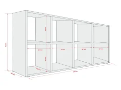 Estante com 8 compartimentos – Cor: caramelo castanho – 147 × 74 × 30 cm, vertical ou horizontal