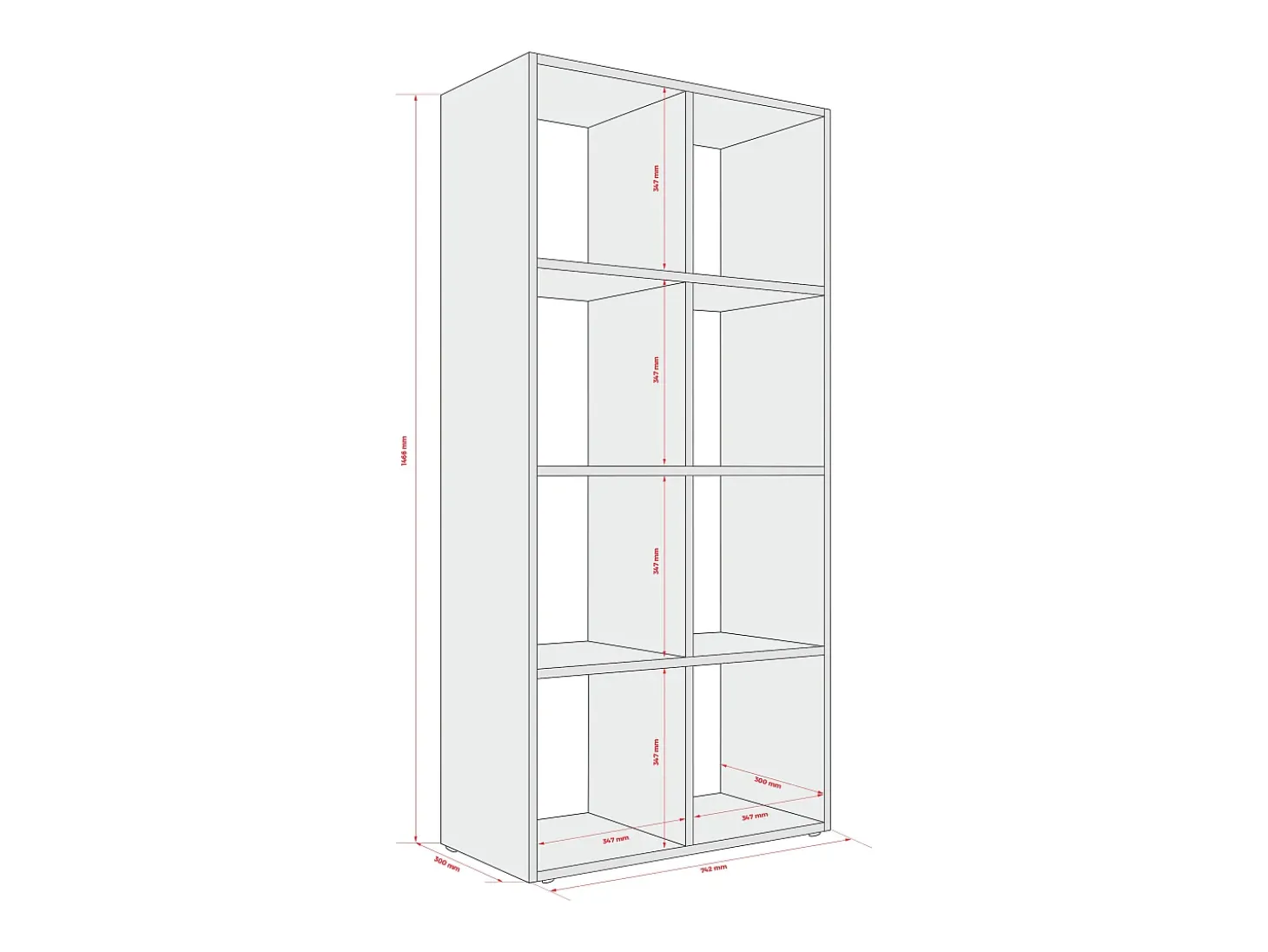 Estante com 8 compartimentos – Cor: Tijolo – 147 × 74 × 30 cm, vertical ou horizontal