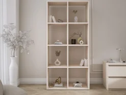 Estante com 8 compartimentos – Cor: Caxemira – 147 × 74 × 30 cm, vertical ou horizontal
