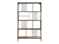 Estante com 9 nichos em MDF e aço natural e preto - LEMAVIA