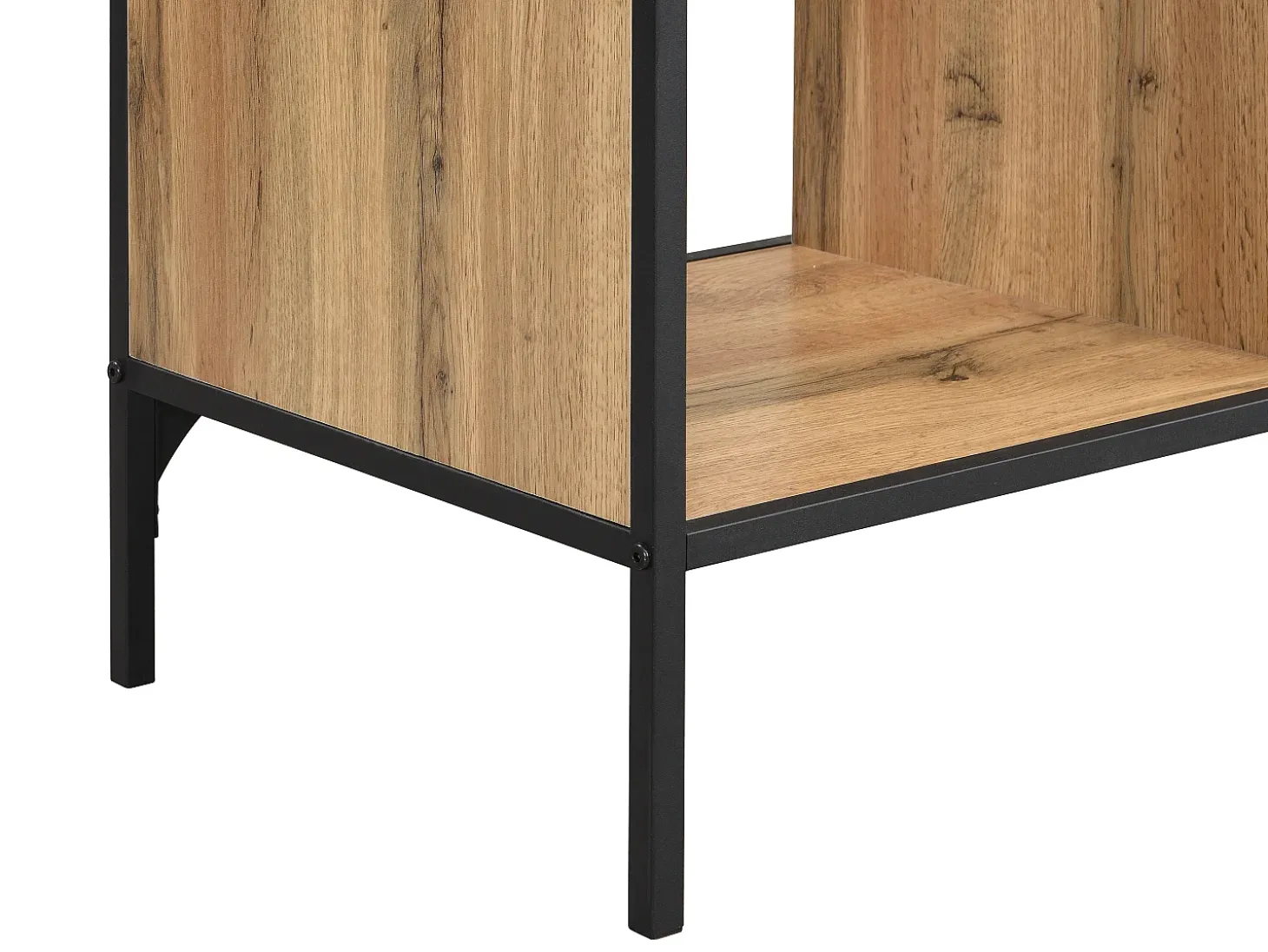 Estante com 9 nichos em MDF e aço natural e preto - LEMAVIA