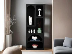 Estante com 5 nichos estilo contemporâneo preto - LUELA