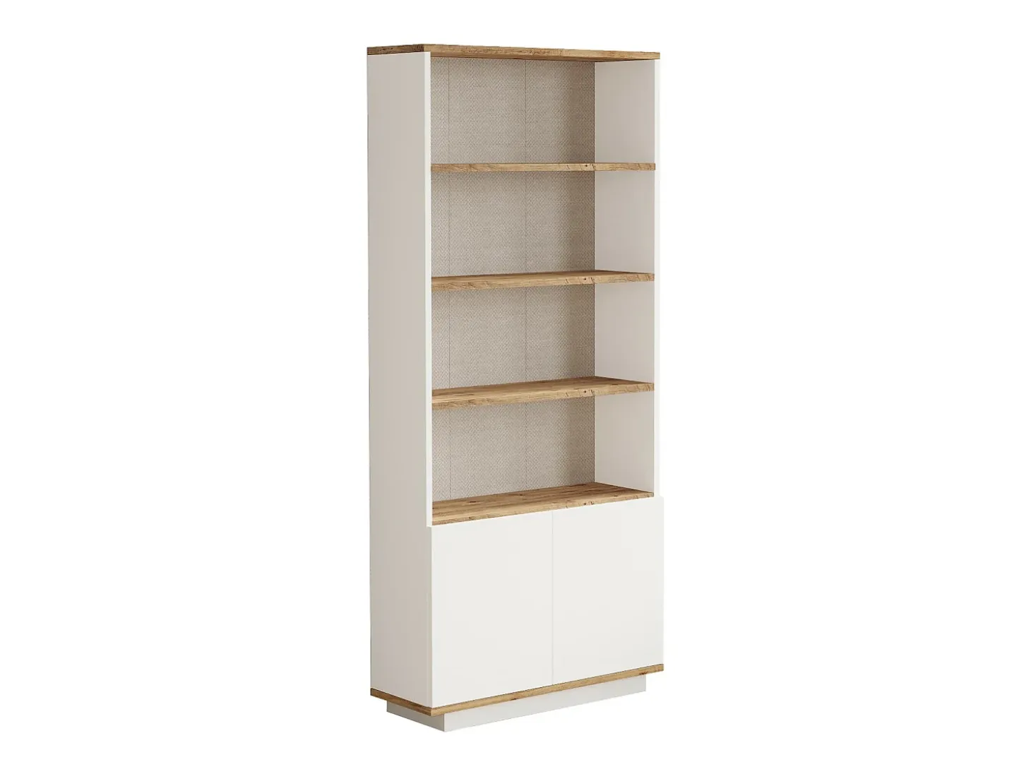 Estante com 2 portas e 4 nichos - Branca e natural - LOTULA