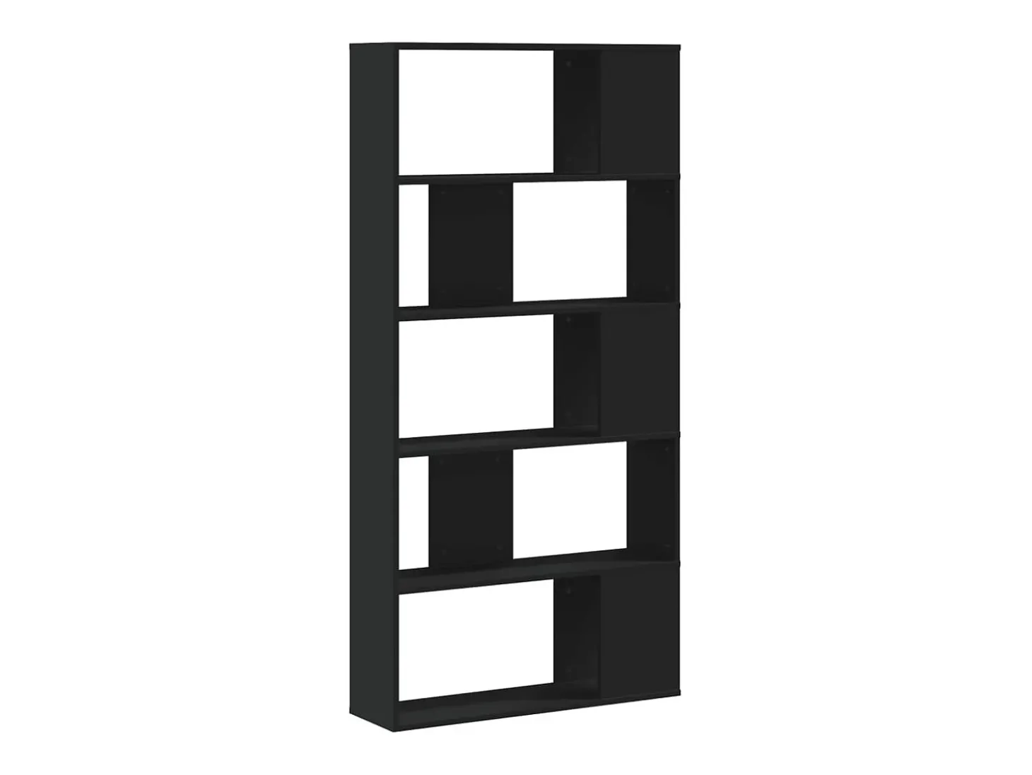 Estante com 5 prateleiras derivados de madeira preto PT827455