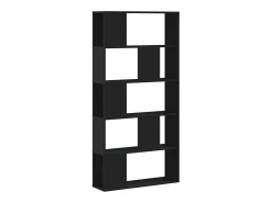 Estante com 5 prateleiras derivados de madeira preto PT827455
