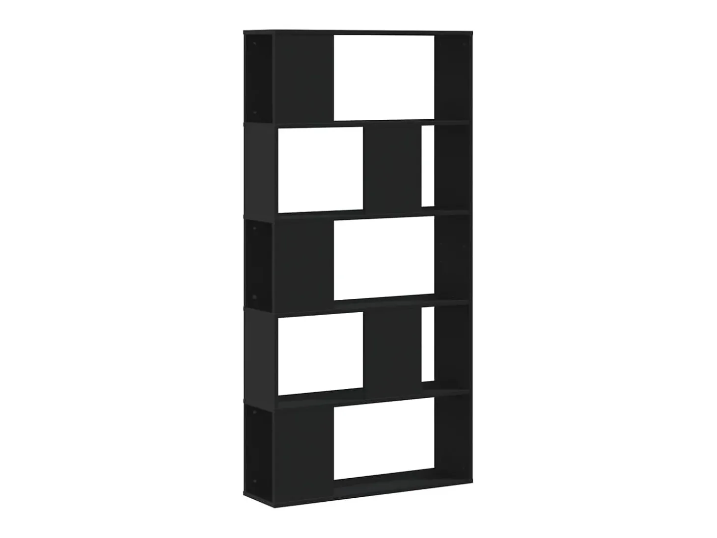 Estante com 5 prateleiras derivados de madeira preto PT827455