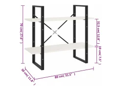 Estante com 2 prateleiras 80x30x70 cm pinho maciço branco