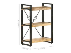 Estante com 3 prateleiras 60x30x80 cm madeira mangueira maciça PT666709