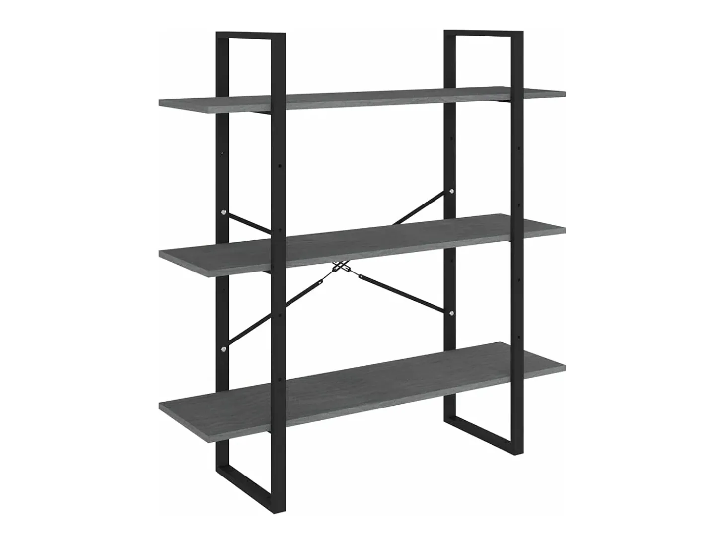 Estante com 3 prateleiras 100x30x105 cm pinho maciço cinzento