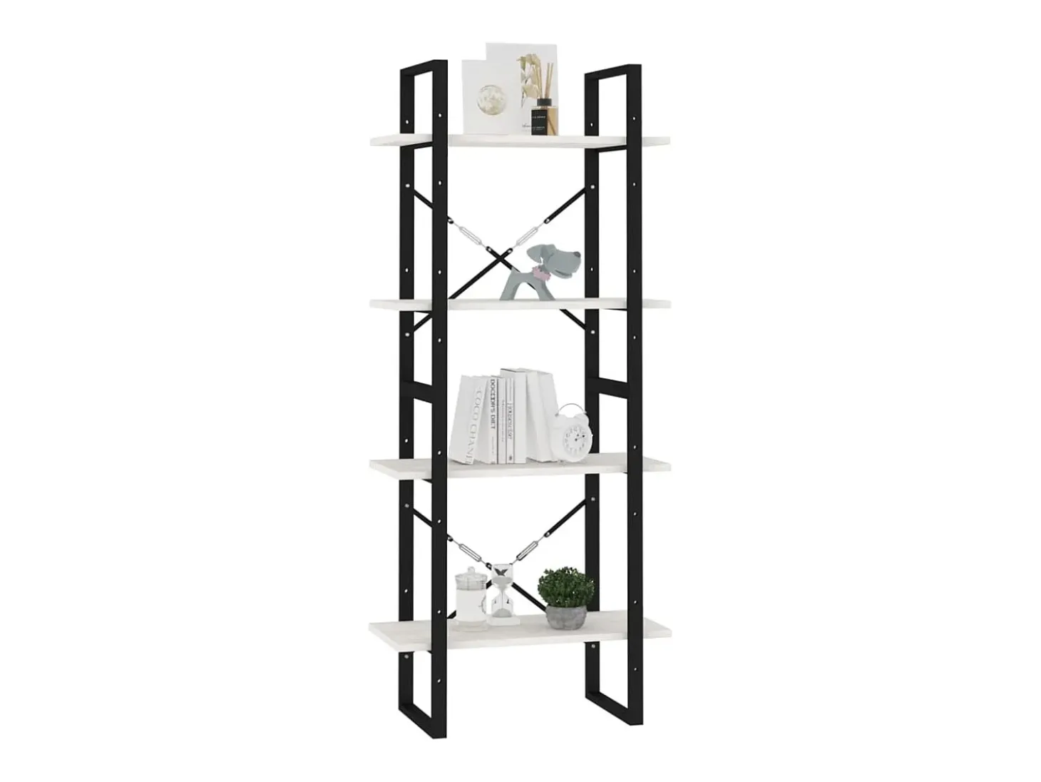Estante com 4 prateleiras 60x30x140 cm pinho maciço branco