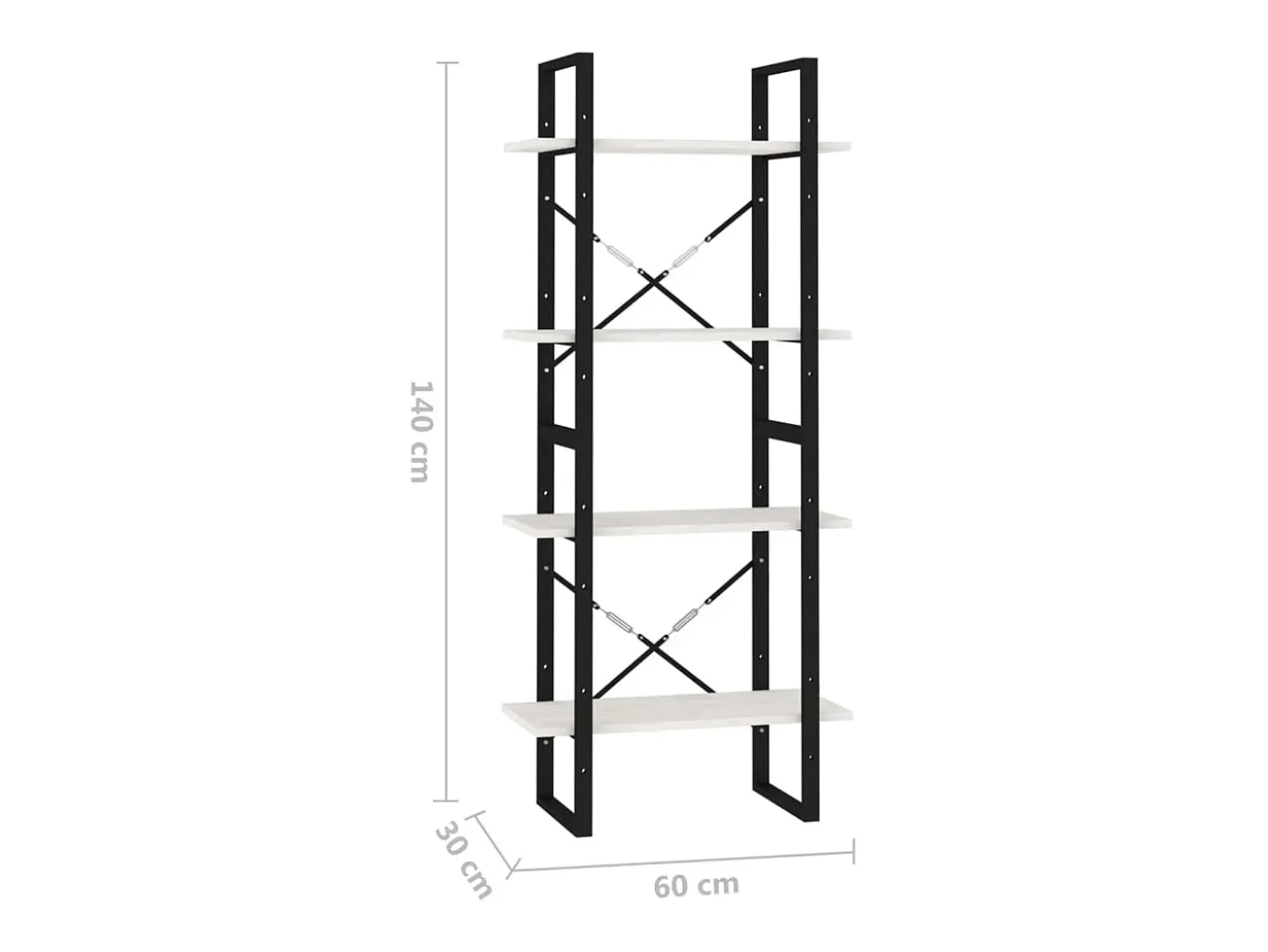 Estante com 4 prateleiras 60x30x140 cm pinho maciço branco