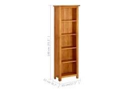 Estante com 5 prateleiras 45x22x140 cm madeira carvalho maciça