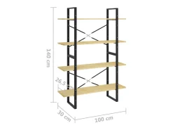 Estante com 4 prateleiras 100x30x140 cm pinho maciço castanho