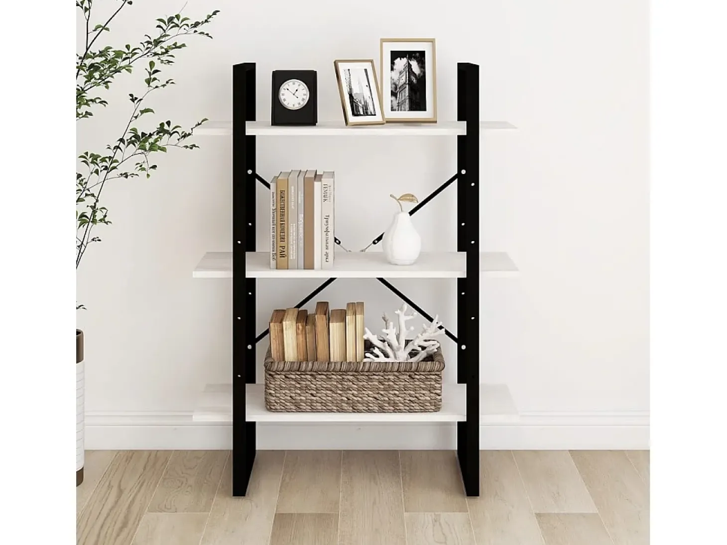 Estante com 3 prateleiras 80x30x105 cm pinho maciço branco