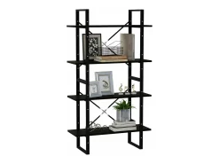 Estante com 4 prateleiras 80x30x140 cm pinho maciço preto