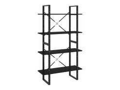 Estante com 4 prateleiras 80x30x140 cm pinho maciço preto