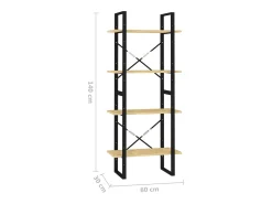 Estante com 4 prateleiras 60x30x140 cm pinho maciço castanho