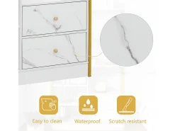 Estante com 5 prateleiras, 1 porta e 2 gavetas - estilo industrial - Branco e Dourado