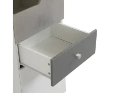 Estante com gavetas e expositor - em MDF - Branco e Cinza Claro