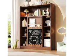 Estante com prancheta - 120 x 38,5 x 151,5 - com portas de correr - MDF - natural