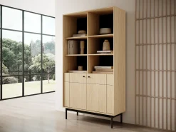 Estante: Cor Carvalho Linea, pés pretos, 103,5 x 184,6 x 39 cm