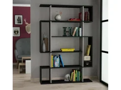 Estante Daba, Estante de escritório, Estante de livros, Biblioteca, 110x26h161 cm, Antracite e Bege