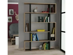 Estante Daba, Estante de escritório, Estante de livros, Biblioteca, 110x26h161 cm, Carvalho e Antracite