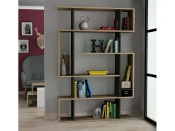 Estante Daba, Estante de escritório, Estante de livros, Biblioteca, 110x26h161 cm, Carvalho e Antracite