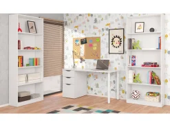 Estante Dangelll, Estante linear com 4 prateleiras, Estante de escritório ou quarto, Estante moderna, 80x28h201 cm, Branco