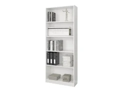 Estante Dangelll, Estante linear com 4 prateleiras, Estante de escritório ou quarto, Estante moderna, 80x28h201 cm, Branco