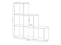 Estante Dbarth, Estante dupla face com 6 compartimentos, Prateleira divisória para escritório, 108x28h110 cm, Branco e Carvalho
