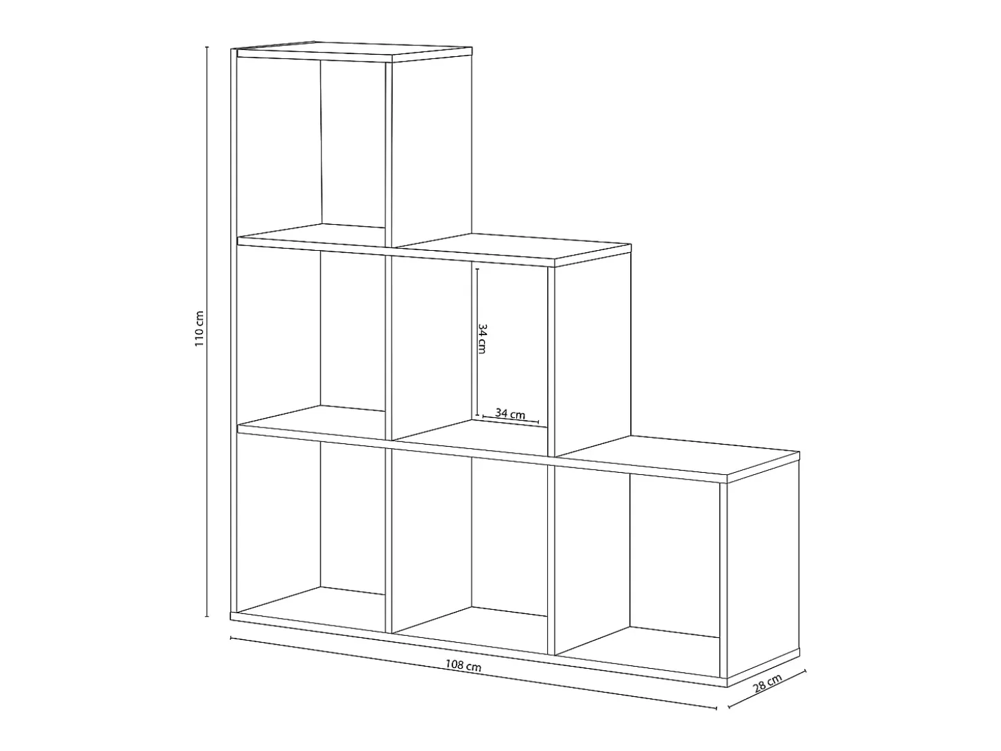 Estante Dbarth, Estante dupla face com 6 compartimentos, Prateleira divisória para escritório, 108x28h110 cm, Branco e Carvalho