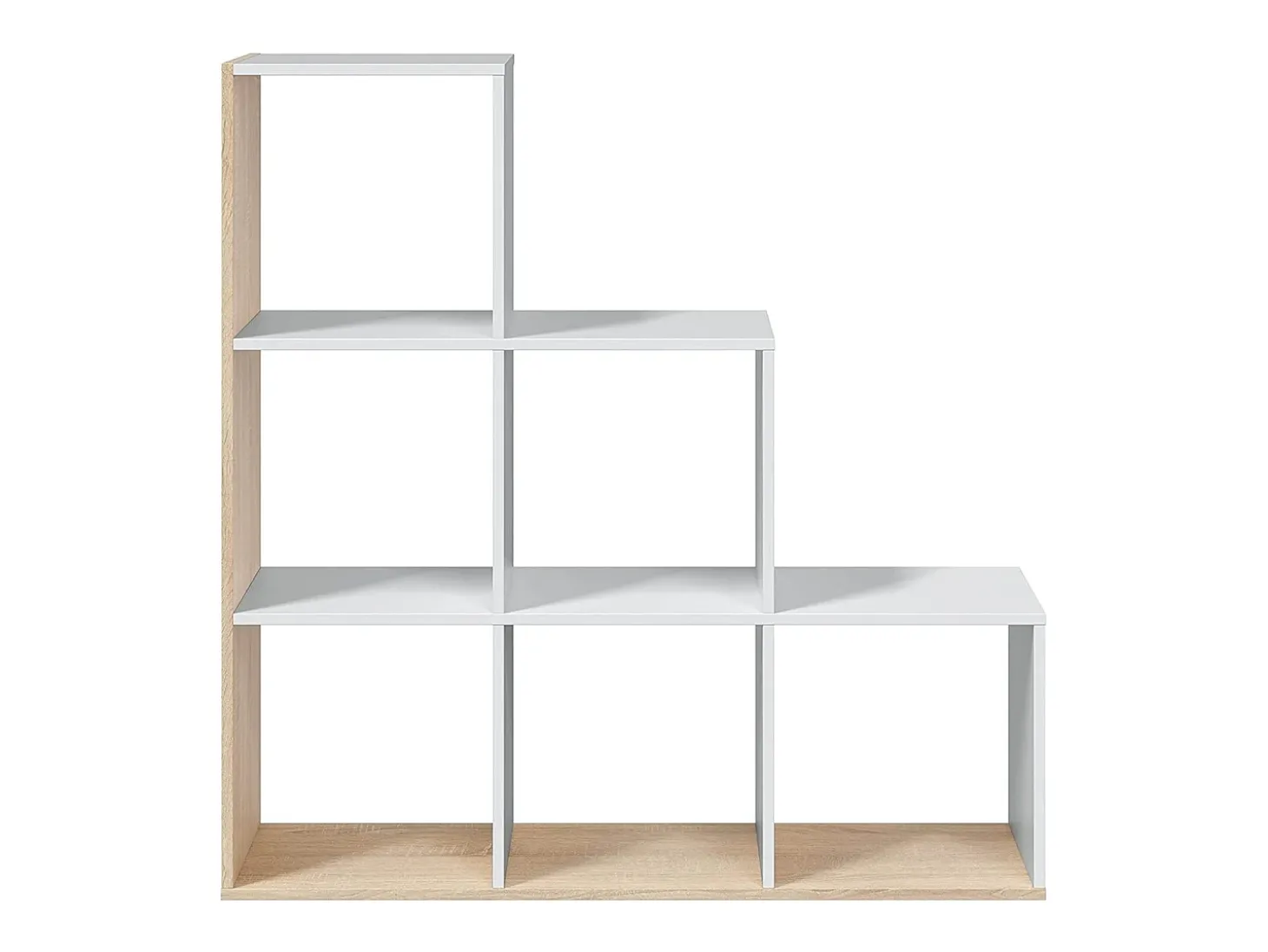 Estante Dbarth, Estante dupla face com 6 compartimentos, Prateleira divisória para escritório, 108x28h110 cm, Branco e Carvalho