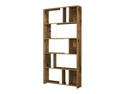 Estante Dbellusc, Estante de escritório, Porta-livros móvel, Biblioteca, 90x20h180 cm, Noz e Branco