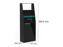 Estante Dbenite, Estante para jogos, Estante, Biblioteca, 72x34 h185 cm, Preto