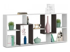 Estante Ddemira, Estante multiposições com 8 compartimentos, Estante de escritório, Prateleira divisória, 80x25h180 cm, Branco e Ã"xido