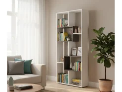 Estante Ddemira, Estante multiposições com 8 compartimentos, Estante de escritório, Prateleira divisória, 80x25h180 cm, Branco e Ã