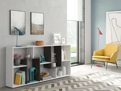 Estante Ddemira, Estante multiposições com 8 compartimentos, Estante de escritório, Prateleira divisória, 80x25h180 cm, Branco e Ã