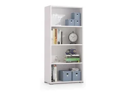 Estante Ddjuri, Biblioteca com 3 prateleiras ajustáveis, Estante para livros, Armário de parede com prateleiras, 100% Fabricado na Itália, 60x30h130 cm, Branco