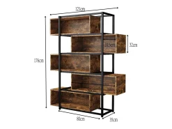 Estante de 5 andares com prateleiras - 121 x 35 x 176 cm - Castanho