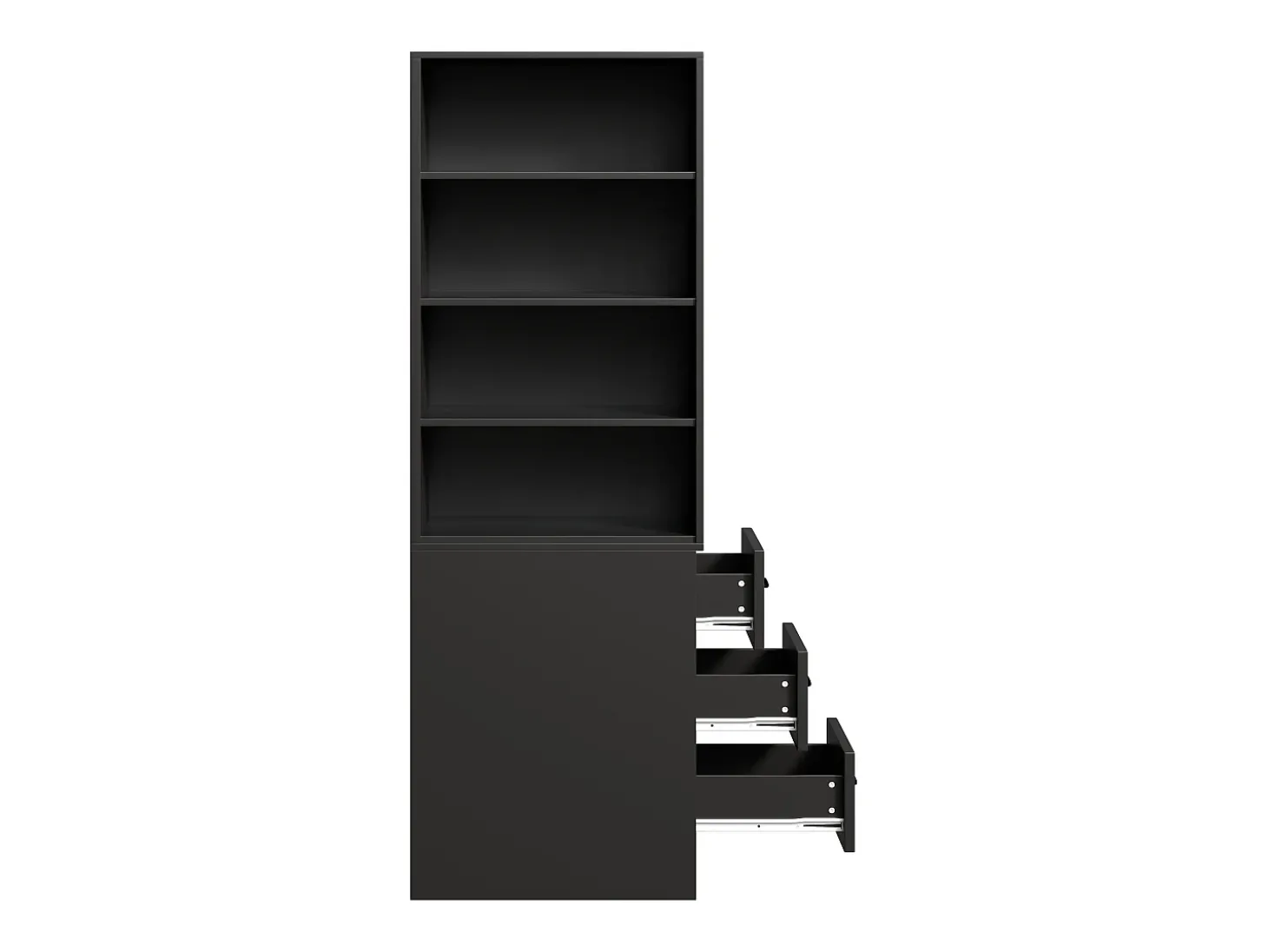 Estante de 180 cm de altura - con 3 gavetas laterais - Prateleiras ajustáveis - Reversível esquerdo/direito - Preto