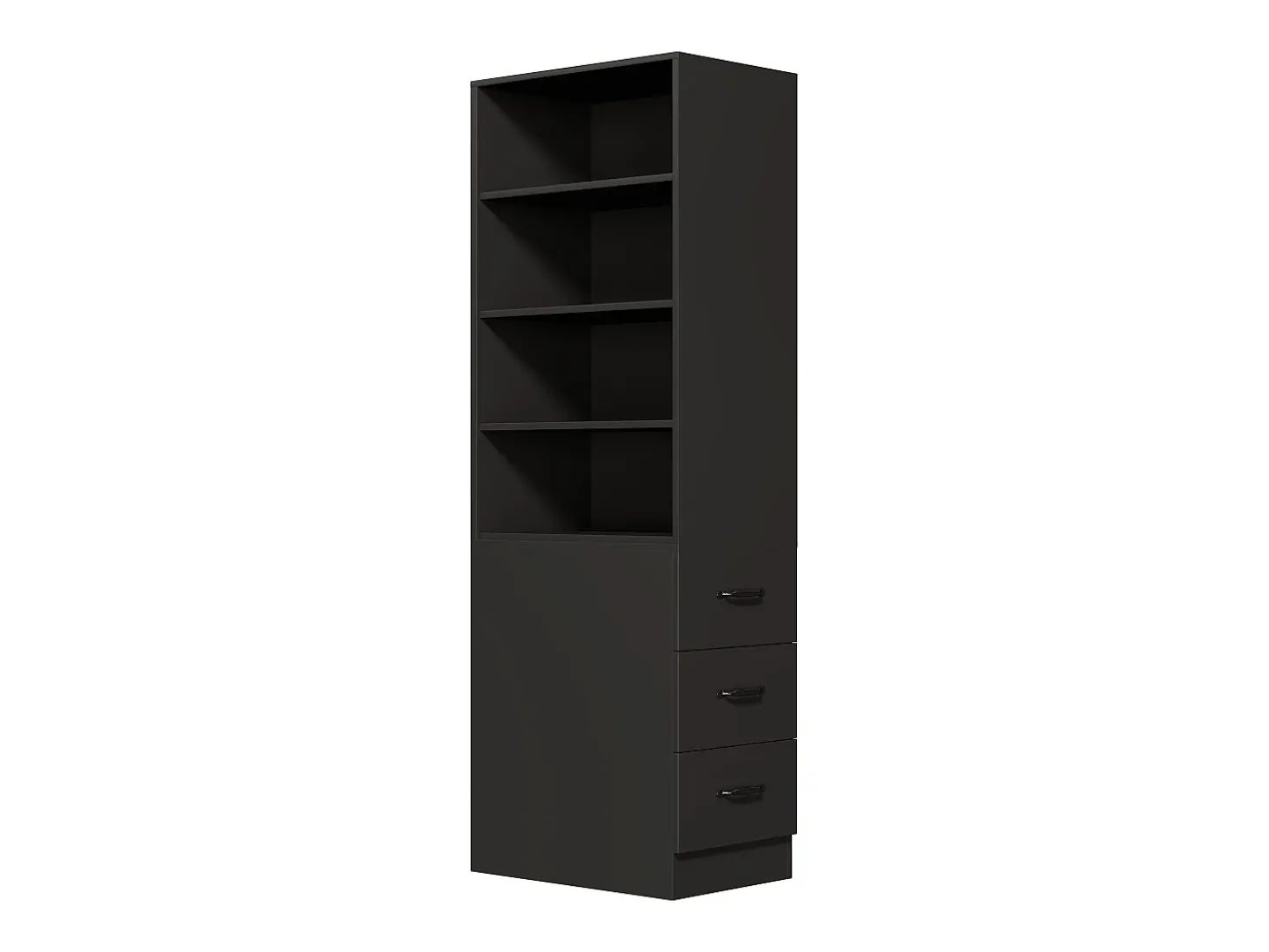Estante de 180 cm de altura - con 3 gavetas laterais - Prateleiras ajustáveis - Reversível esquerdo/direito - Preto