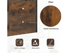 Estante de 6 prateleiras com uma porta e 2 gavetas - 100 x 30 x 173,5 - Aglomerado e metal - marrom + preto