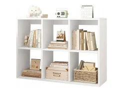 ESTANTE DE 6 PRATELEIRAS PARA LIVROS BRANCA ARMÁRIO ABERTO MODERNO LOFT 100x67x30 cm