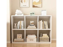 ESTANTE DE 6 PRATELEIRAS PARA LIVROS BRANCA ARMÁRIO ABERTO MODERNO LOFT 100x67x30 cm