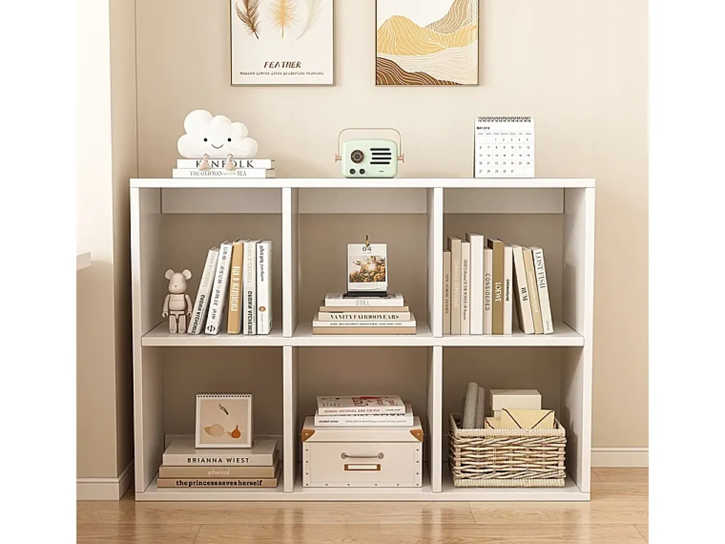 ESTANTE DE 6 PRATELEIRAS PARA LIVROS BRANCA ARMÁRIO ABERTO MODERNO LOFT 100x67x30 cm