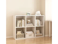 ESTANTE DE 6 PRATELEIRAS PARA LIVROS BRANCA ARMÁRIO ABERTO MODERNO LOFT 100x67x30 cm