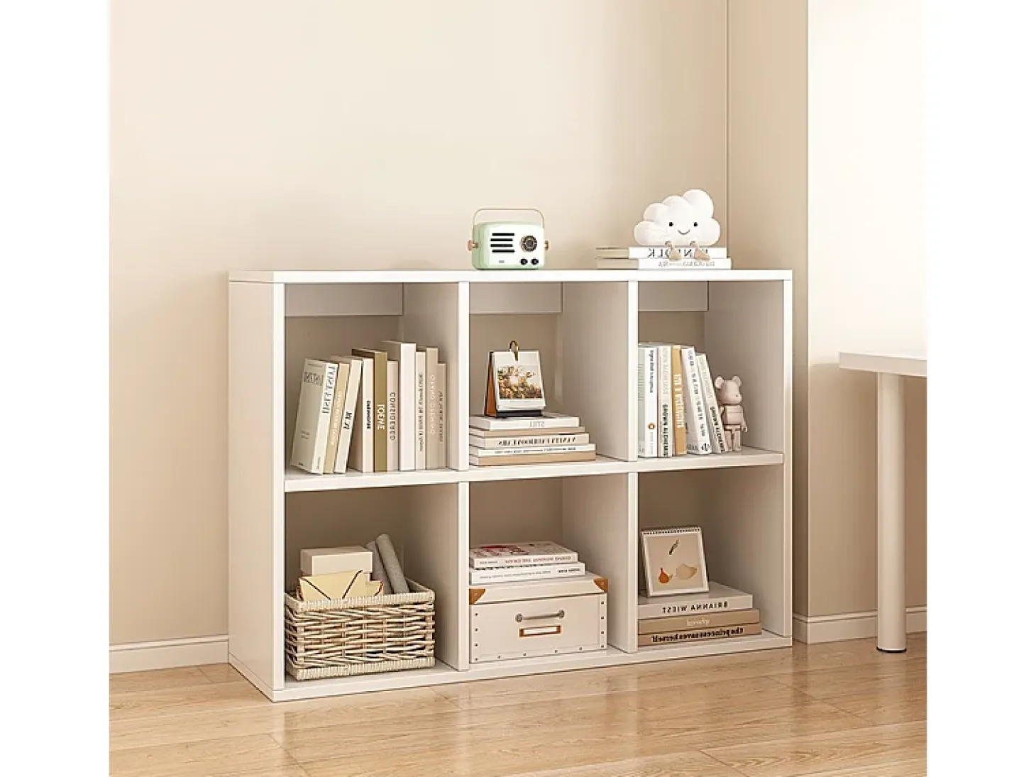 ESTANTE DE 6 PRATELEIRAS PARA LIVROS BRANCA ARMÁRIO ABERTO MODERNO LOFT 100x67x30 cm