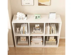 ESTANTE DE 6 PRATELEIRAS PARA LIVROS BRANCA ARMÁRIO ABERTO MODERNO LOFT 100x67x30 cm